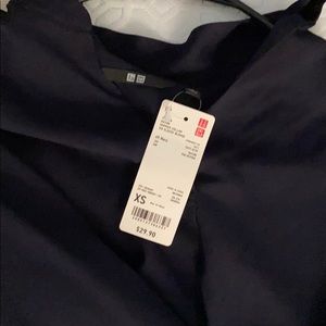 (New)uniqlo navy XS woman rayon collar 3/4 sleeve